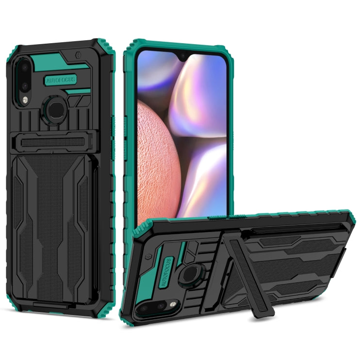For Samsung Galaxy A10s Armor Card PC + TPU Shockproof Case with Card Slot & Invisible Holder