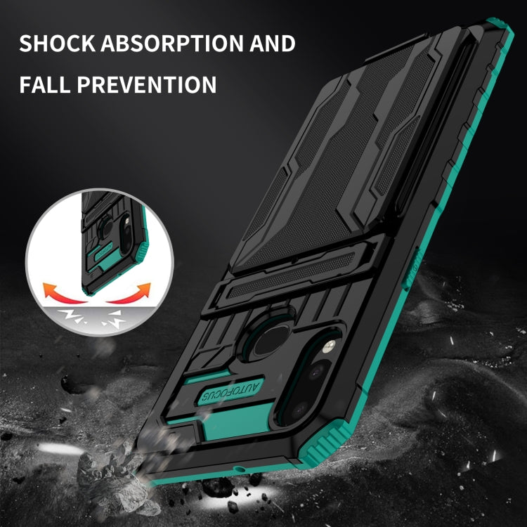 For Samsung Galaxy A10s Armor Card PC + TPU Shockproof Case with Card Slot & Invisible Holder