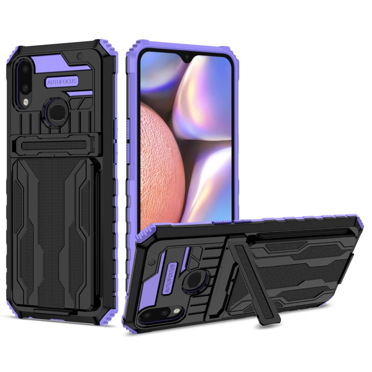 For Samsung Galaxy A10s Armor Card PC + TPU Shockproof Case with Card Slot & Invisible Holder