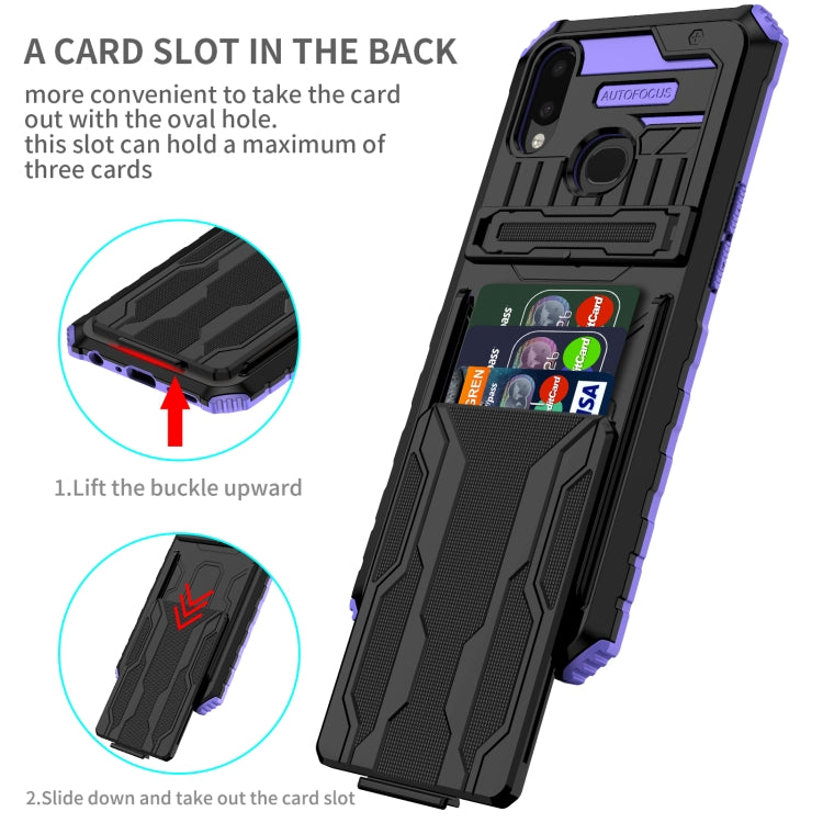 For Samsung Galaxy A10s Armor Card PC + TPU Shockproof Case with Card Slot & Invisible Holder