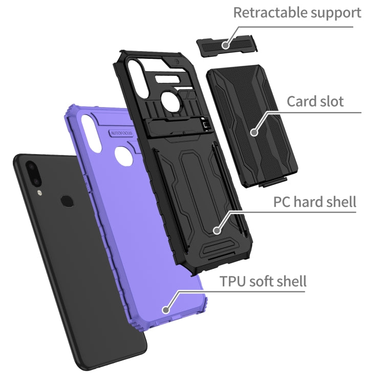 For Samsung Galaxy A10s Armor Card PC + TPU Shockproof Case with Card Slot & Invisible Holder