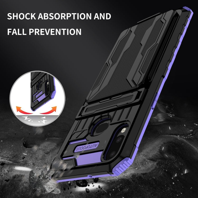 For Samsung Galaxy A10s Armor Card PC + TPU Shockproof Case with Card Slot & Invisible Holder