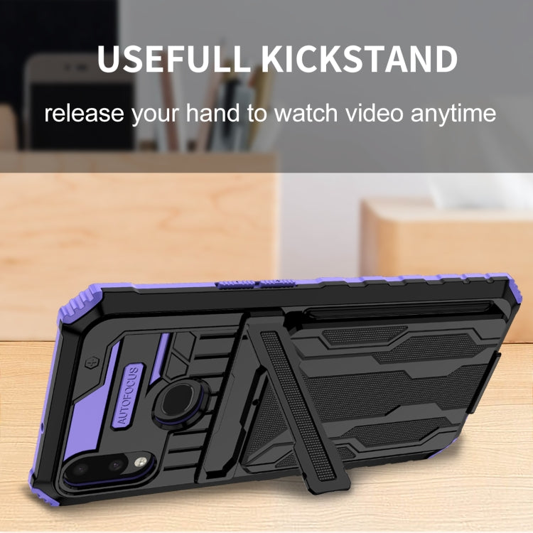 For Samsung Galaxy A10s Armor Card PC + TPU Shockproof Case with Card Slot & Invisible Holder