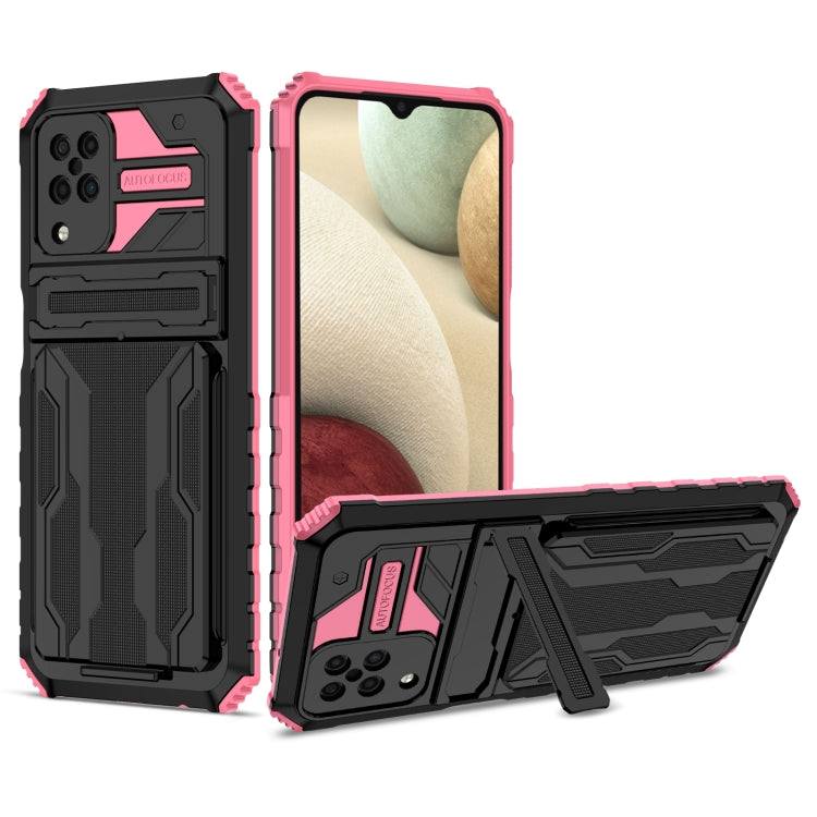 For Samsung Galaxy A12 5G Armor Card PC + TPU Shockproof Case with Card Slot & Invisible Holder