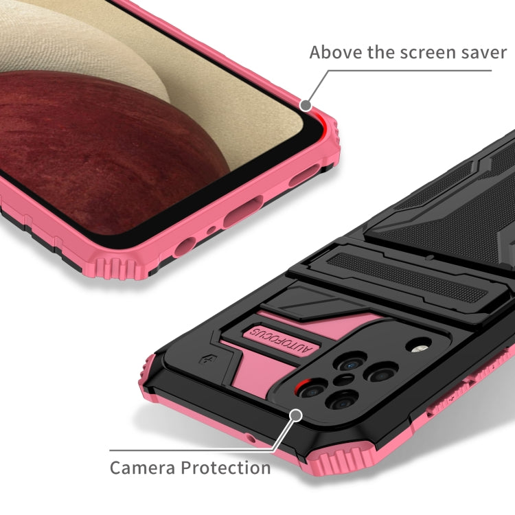 For Samsung Galaxy A12 5G Armor Card PC + TPU Shockproof Case with Card Slot & Invisible Holder