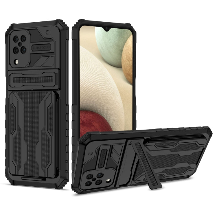 For Samsung Galaxy A12 5G Armor Card PC + TPU Shockproof Case with Card Slot & Invisible Holder