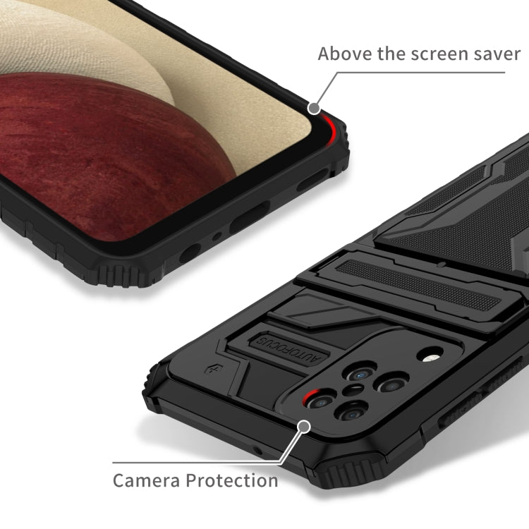 For Samsung Galaxy A12 5G Armor Card PC + TPU Shockproof Case with Card Slot & Invisible Holder