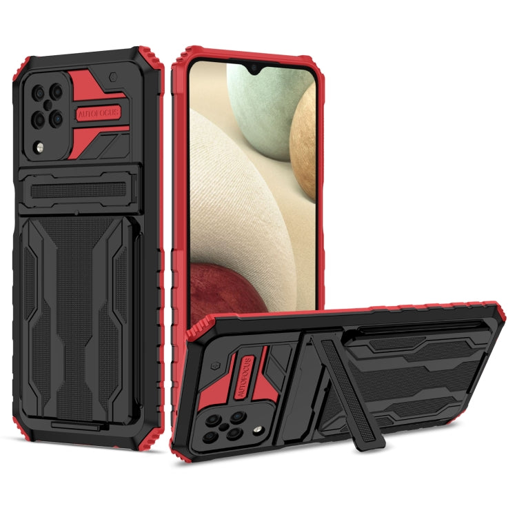 For Samsung Galaxy A12 5G Armor Card PC + TPU Shockproof Case with Card Slot & Invisible Holder