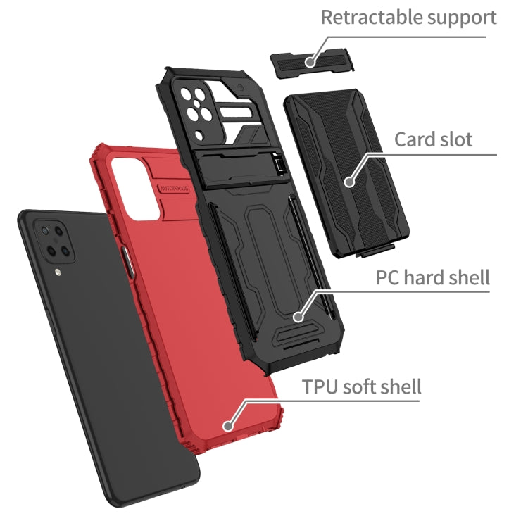 For Samsung Galaxy A12 5G Armor Card PC + TPU Shockproof Case with Card Slot & Invisible Holder