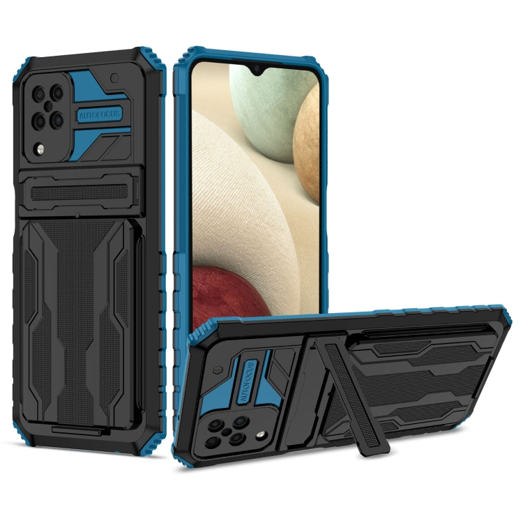 For Samsung Galaxy A12 5G Armor Card PC + TPU Shockproof Case with Card Slot & Invisible Holder