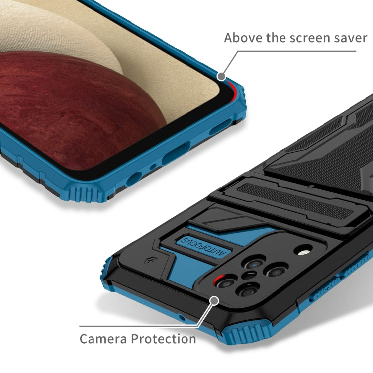 For Samsung Galaxy A12 5G Armor Card PC + TPU Shockproof Case with Card Slot & Invisible Holder