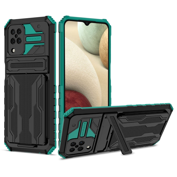 For Samsung Galaxy A12 5G Armor Card PC + TPU Shockproof Case with Card Slot & Invisible Holder