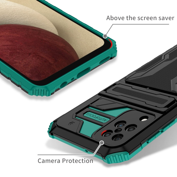 For Samsung Galaxy A12 5G Armor Card PC + TPU Shockproof Case with Card Slot & Invisible Holder