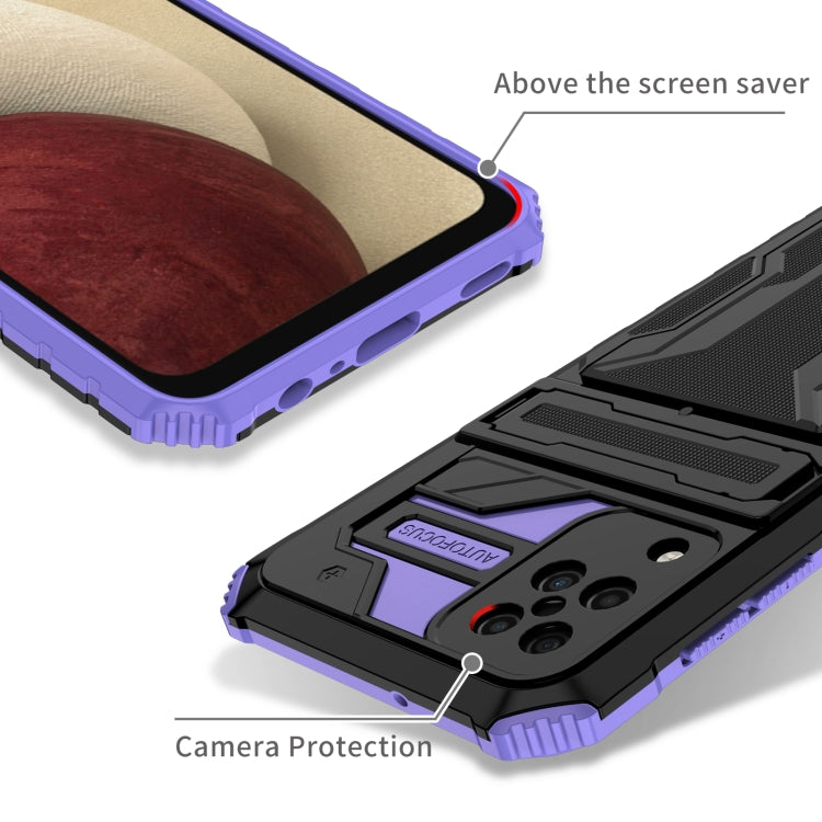 For Samsung Galaxy A12 5G Armor Card PC + TPU Shockproof Case with Card Slot & Invisible Holder
