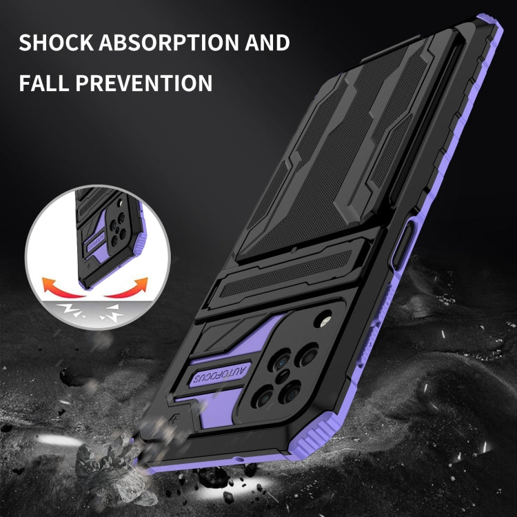 For Samsung Galaxy A12 5G Armor Card PC + TPU Shockproof Case with Card Slot & Invisible Holder