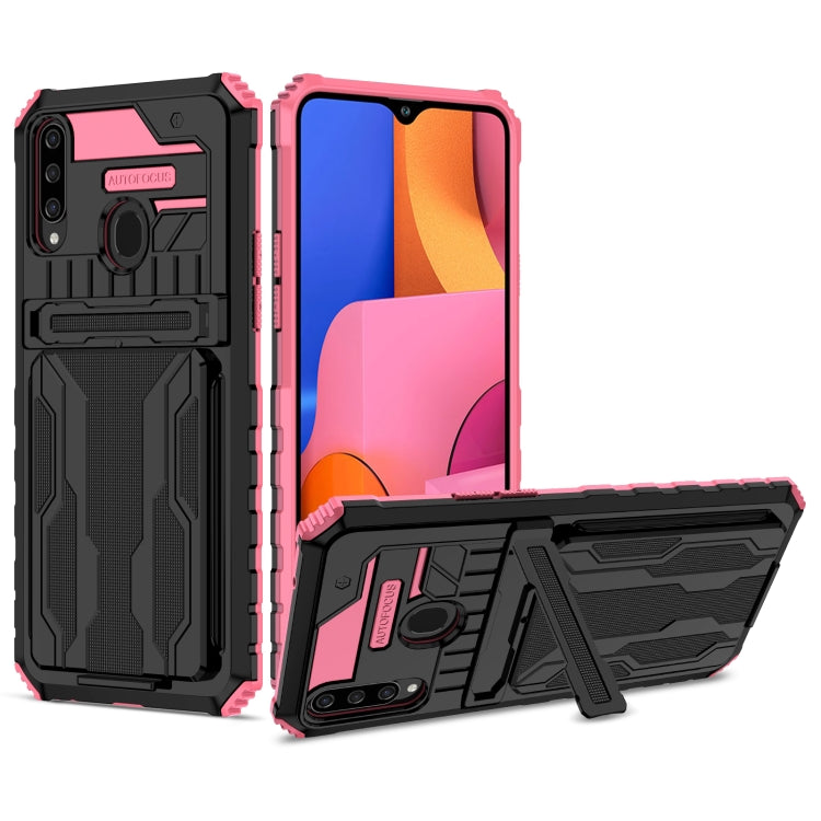 For Samsung Galaxy A20s Armor Card PC + TPU Shockproof Case with Card Slot & Invisible Holder