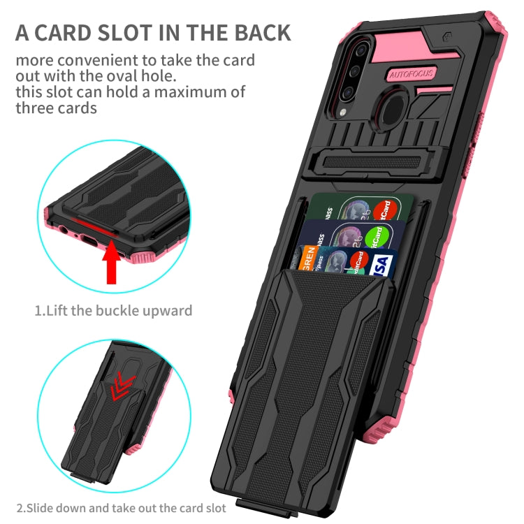 For Samsung Galaxy A20s Armor Card PC + TPU Shockproof Case with Card Slot & Invisible Holder