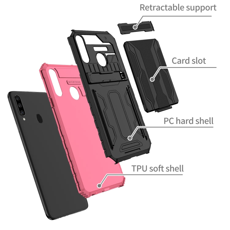 For Samsung Galaxy A20s Armor Card PC + TPU Shockproof Case with Card Slot & Invisible Holder