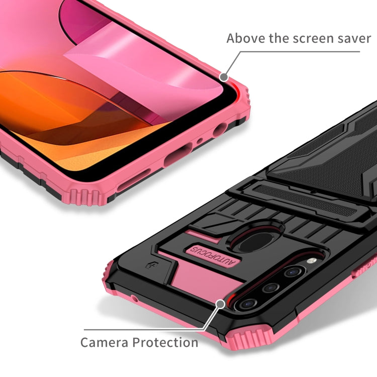 For Samsung Galaxy A20s Armor Card PC + TPU Shockproof Case with Card Slot & Invisible Holder