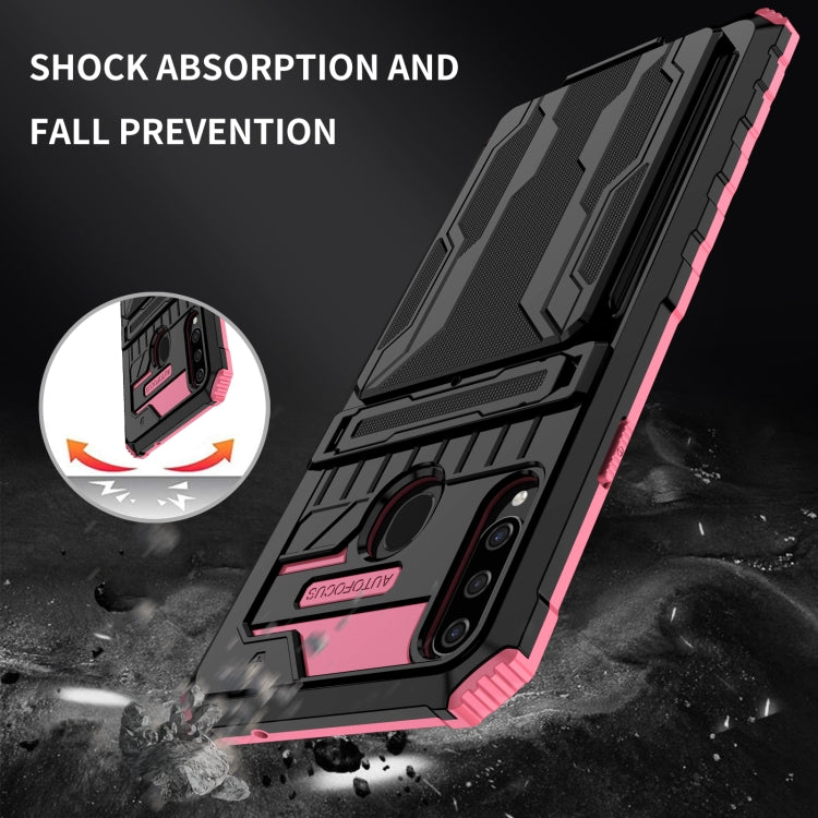 For Samsung Galaxy A20s Armor Card PC + TPU Shockproof Case with Card Slot & Invisible Holder