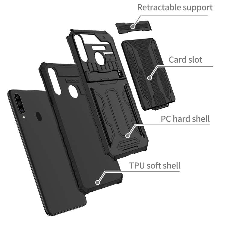 For Samsung Galaxy A20s Armor Card PC + TPU Shockproof Case with Card Slot & Invisible Holder