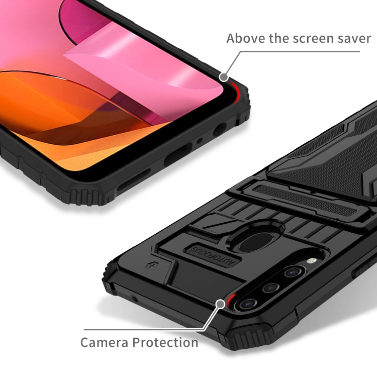 For Samsung Galaxy A20s Armor Card PC + TPU Shockproof Case with Card Slot & Invisible Holder
