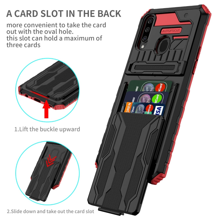 For Samsung Galaxy A20s Armor Card PC + TPU Shockproof Case with Card Slot & Invisible Holder