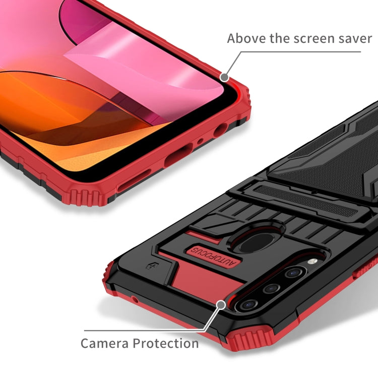 For Samsung Galaxy A20s Armor Card PC + TPU Shockproof Case with Card Slot & Invisible Holder