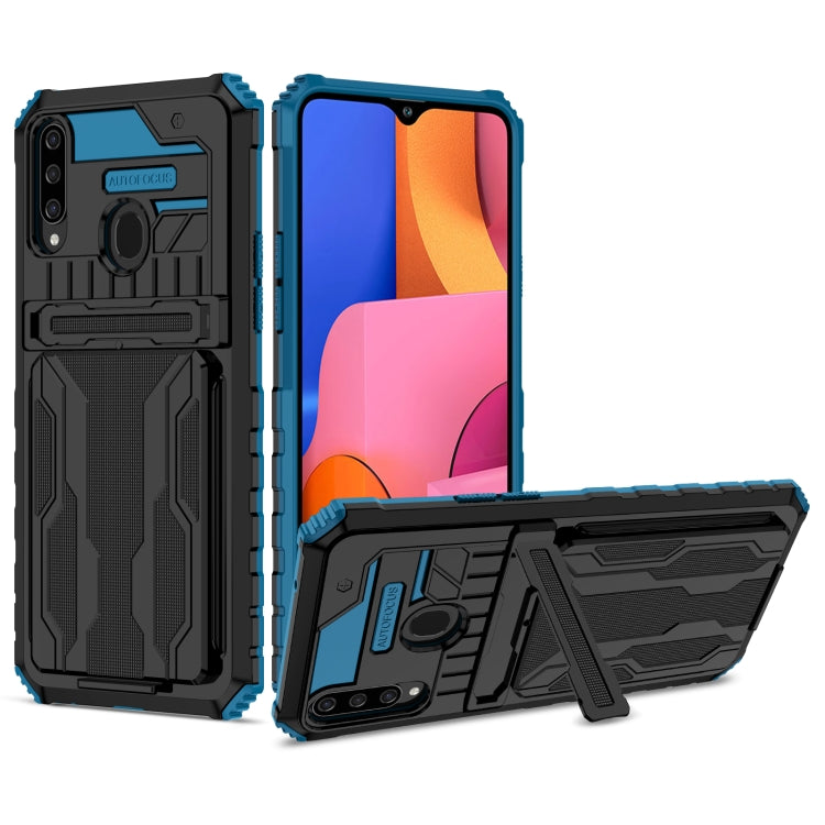 For Samsung Galaxy A20s Armor Card PC + TPU Shockproof Case with Card Slot & Invisible Holder