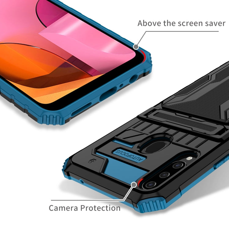 For Samsung Galaxy A20s Armor Card PC + TPU Shockproof Case with Card Slot & Invisible Holder