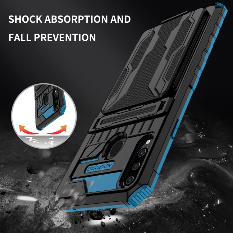 For Samsung Galaxy A20s Armor Card PC + TPU Shockproof Case with Card Slot & Invisible Holder