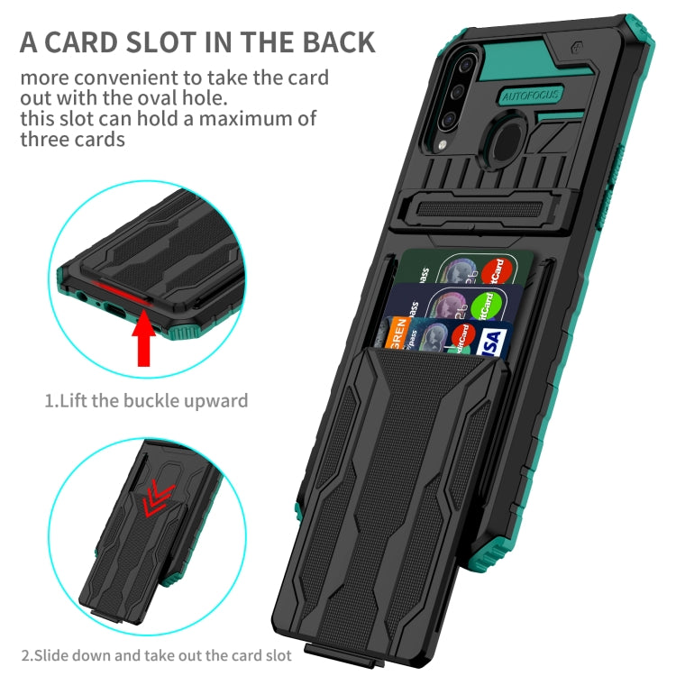 For Samsung Galaxy A20s Armor Card PC + TPU Shockproof Case with Card Slot & Invisible Holder