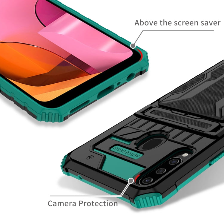 For Samsung Galaxy A20s Armor Card PC + TPU Shockproof Case with Card Slot & Invisible Holder