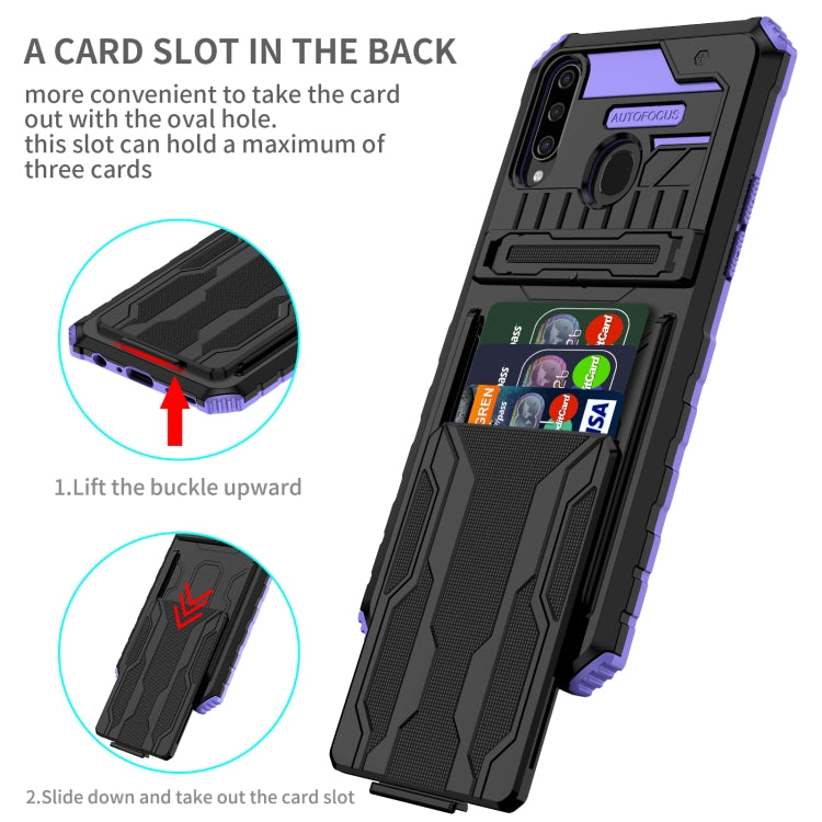For Samsung Galaxy A20s Armor Card PC + TPU Shockproof Case with Card Slot & Invisible Holder