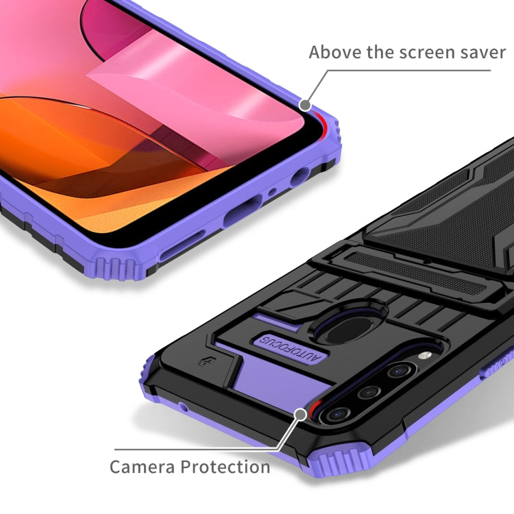 For Samsung Galaxy A20s Armor Card PC + TPU Shockproof Case with Card Slot & Invisible Holder