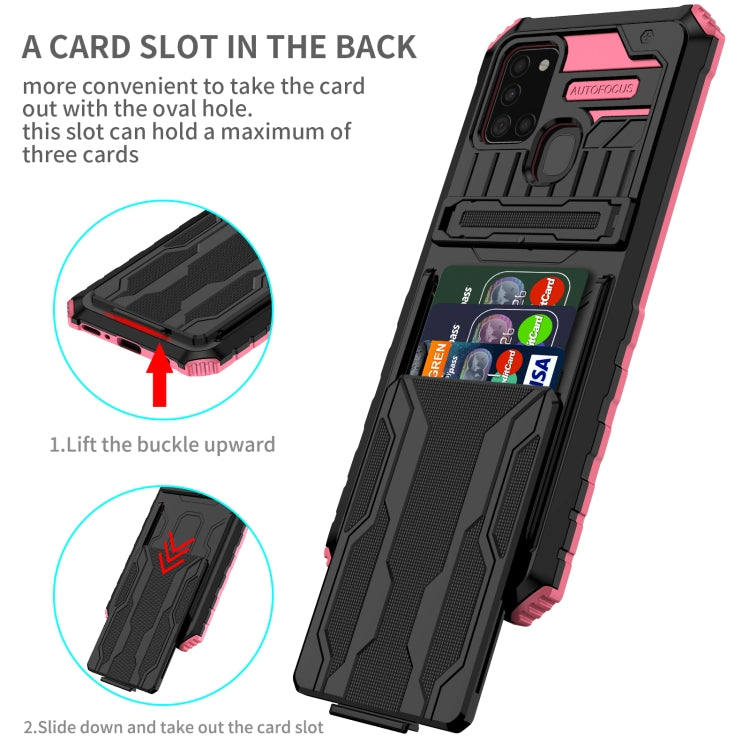 For Samsung Galaxy A21s Armor Card PC + TPU Shockproof Case with Card Slot & Invisible Holder
