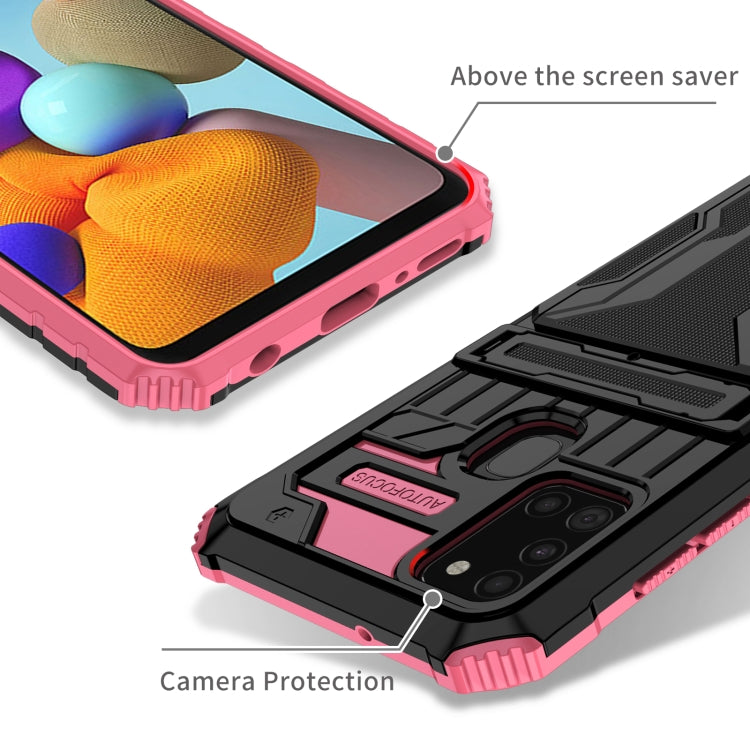 For Samsung Galaxy A21s Armor Card PC + TPU Shockproof Case with Card Slot & Invisible Holder