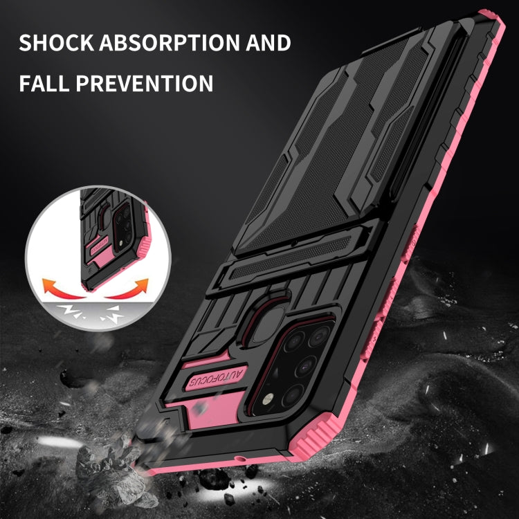 For Samsung Galaxy A21s Armor Card PC + TPU Shockproof Case with Card Slot & Invisible Holder