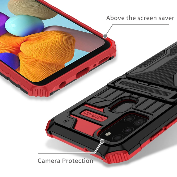 For Samsung Galaxy A21s Armor Card PC + TPU Shockproof Case with Card Slot & Invisible Holder