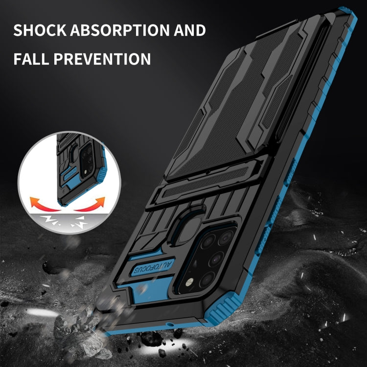 For Samsung Galaxy A21s Armor Card PC + TPU Shockproof Case with Card Slot & Invisible Holder