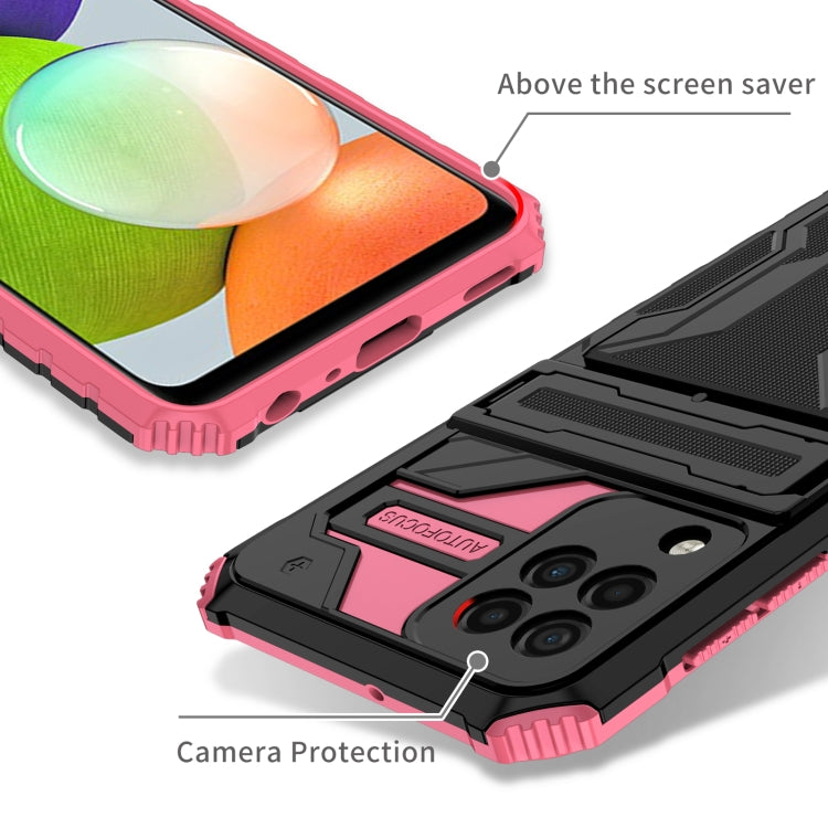 For Samsung Galaxy A22 4G Armor Card PC + TPU Shockproof Case with Card Slot & Invisible Holder