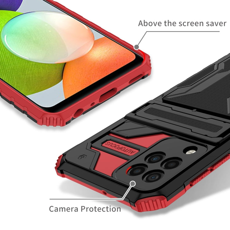 For Samsung Galaxy A22 4G Armor Card PC + TPU Shockproof Case with Card Slot & Invisible Holder