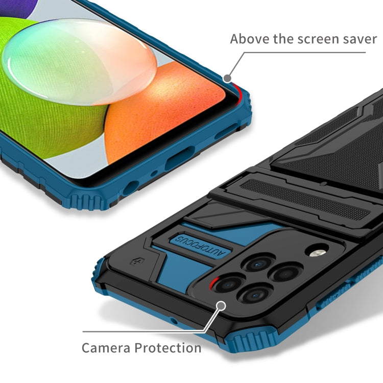 For Samsung Galaxy A22 4G Armor Card PC + TPU Shockproof Case with Card Slot & Invisible Holder