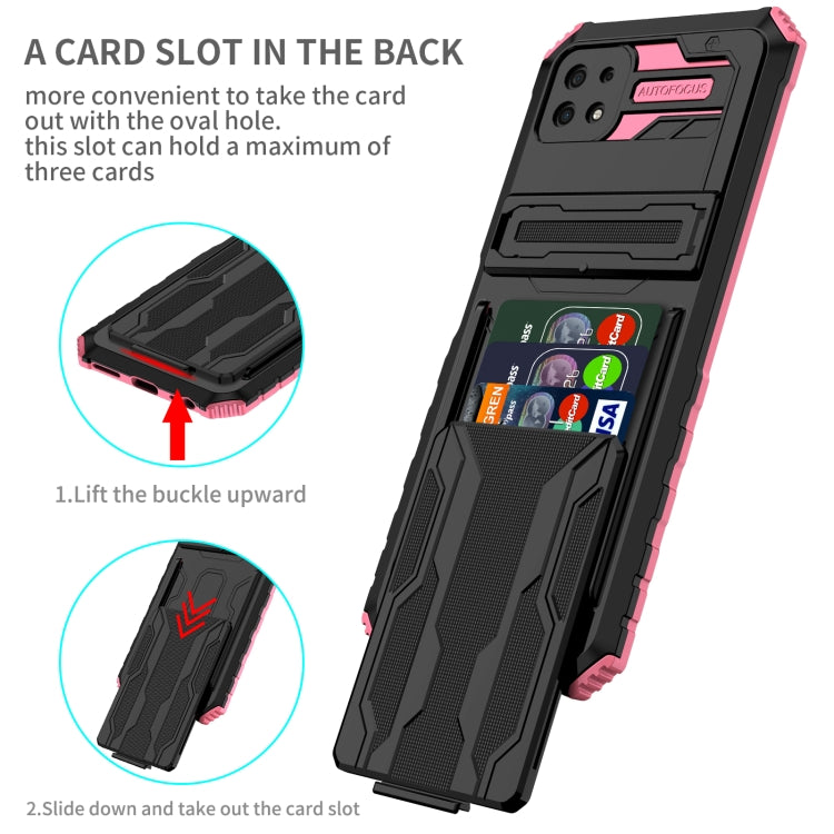 For Samsung Galaxy A22 5G Armor Card PC + TPU Shockproof Case with Card Slot & Invisible Holder