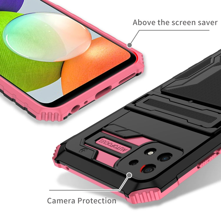For Samsung Galaxy A22 5G Armor Card PC + TPU Shockproof Case with Card Slot & Invisible Holder