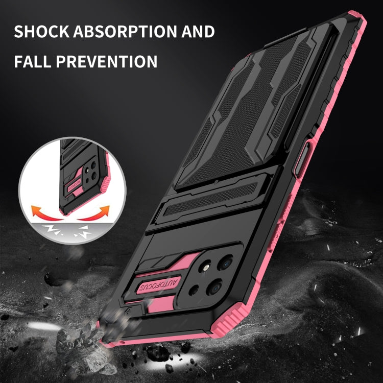 For Samsung Galaxy A22 5G Armor Card PC + TPU Shockproof Case with Card Slot & Invisible Holder
