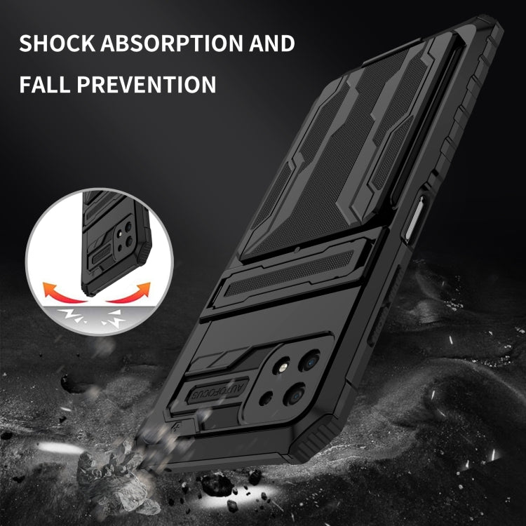 For Samsung Galaxy A22 5G Armor Card PC + TPU Shockproof Case with Card Slot & Invisible Holder