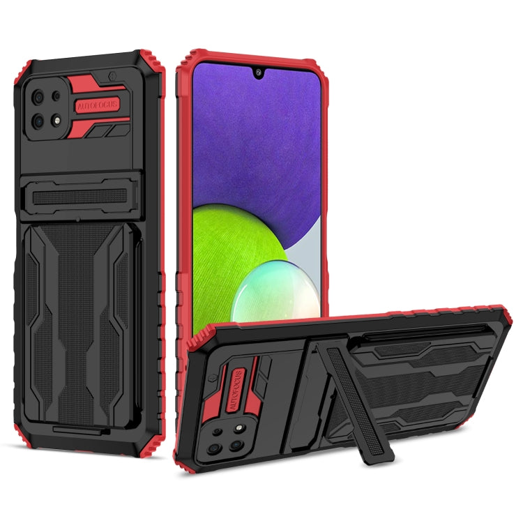 For Samsung Galaxy A22 5G Armor Card PC + TPU Shockproof Case with Card Slot & Invisible Holder