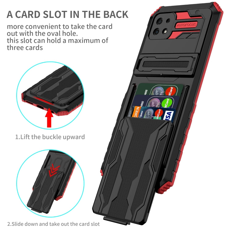 For Samsung Galaxy A22 5G Armor Card PC + TPU Shockproof Case with Card Slot & Invisible Holder