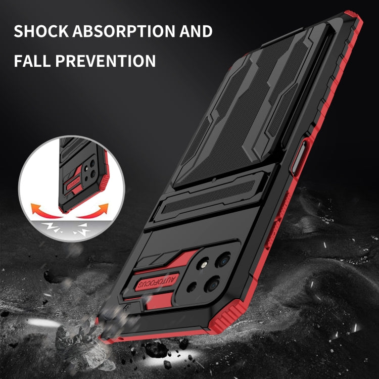 For Samsung Galaxy A22 5G Armor Card PC + TPU Shockproof Case with Card Slot & Invisible Holder